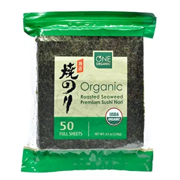 ONE ORGANIC Sushi Nori Premium Roasted Organic Seaweed - 50 Full Sheets