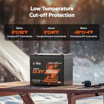 LiTime 12V 100Ah Group 24 Bluetooth Heating LiFePO4 Battery, Built-in 100A BMS with 2 Heating Mode, Low-Temp Protection, Max. 15000 Cycles, Perfect for RV, Solar System, Trolling Motors etc.
