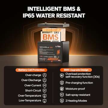 LiTime 12V 100Ah Group 24 Bluetooth Heating LiFePO4 Battery, Built-in 100A BMS with 2 Heating Mode, Low-Temp Protection, Max. 15000 Cycles, Perfect for RV, Solar System, Trolling Motors etc.