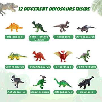 Bigear Dinosaur Eggs Excavation Dig Kit - Dinosaur Toys for Kids - Break Open 12 Dinosaur Eggs and Discover 12 Cute Dinosaurs - Archaeology Preschool Science STEM Crafts Birthday Gifts for Boys Girls
