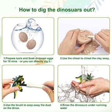 Bigear Dinosaur Eggs Excavation Dig Kit - Dinosaur Toys for Kids - Break Open 12 Dinosaur Eggs and Discover 12 Cute Dinosaurs - Archaeology Preschool Science STEM Crafts Birthday Gifts for Boys Girls