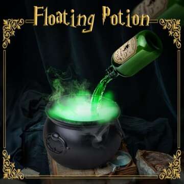Haunting Halloween Cauldron Decor with Floating Potion Effect