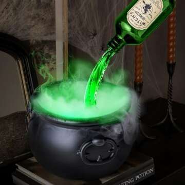 Haunting Halloween Cauldron Decor with Floating Potion Effect
