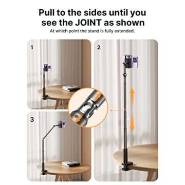 JSAUX Phone Holder for Desk and Bed Compatible with iPhone 16 15 14 13 12 Overhead Phone Mount Gooseneck Phone Stand Flexible 360 Lazy Long Arm Clamp Clip for Table Bedside [1-Pack, Black]