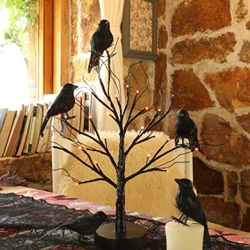 Realistic Black Feathered Crows for Halloween Decor