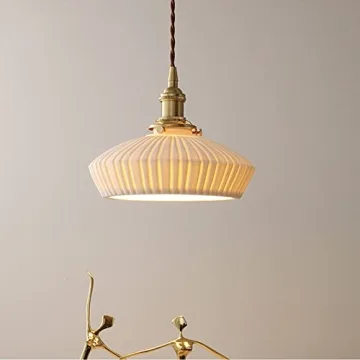 ZTTECH Elegant Ceramic Hanging Lamp with Brass Switch