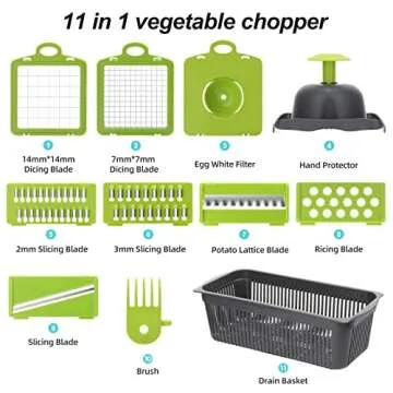 Marvelity Vegetable Chopper, Onion Chopper, Multi 11-in-1 Food Choppers, Vegetable Slicer Cutter, Chopper for Onion Tomato Fruit, Mandoline Slicer Cutter Chopper, Quality Kitchen Appliance
