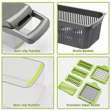 Marvelity Vegetable Chopper, Onion Chopper, Multi 11-in-1 Food Choppers, Vegetable Slicer Cutter, Chopper for Onion Tomato Fruit, Mandoline Slicer Cutter Chopper, Quality Kitchen Appliance