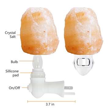 pursalt Himalayan Salt Lamp Night Light Plug in, Certificated 360 Degree Rotatable Wall Plug with Extra 2 Replacement Bulbs Bathroom Bedroom Night Light, Pink Crystal Rock Salt Hand Crafted