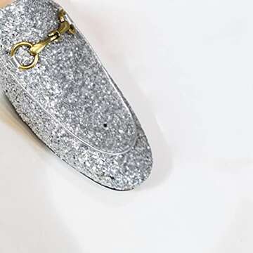 Arqa Mules for Women - Stylish Comfort Slip On Flats with Metal Chain