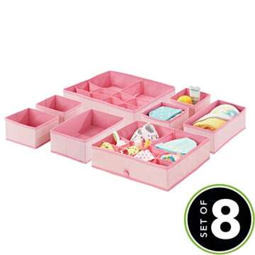mDesign Children's Nursery Storage Boxes Set of 8