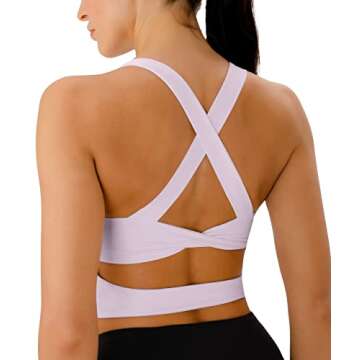 JOYSPELS Sports Bras for Women Extra Comfort Criss-Cross Back Padded Workout Tops for Women Medium Support Pink