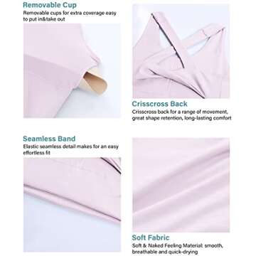 JOYSPELS Sports Bras for Women Extra Comfort Criss-Cross Back Padded Workout Tops for Women Medium Support Pink