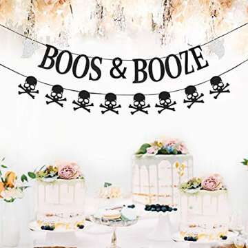 Boos & Booze Banner & Skull Garland for Halloween Parties