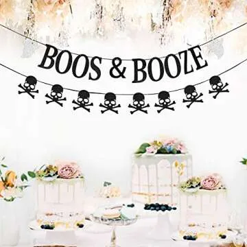 Boos & Booze Banner & Skull Garland for Halloween Parties