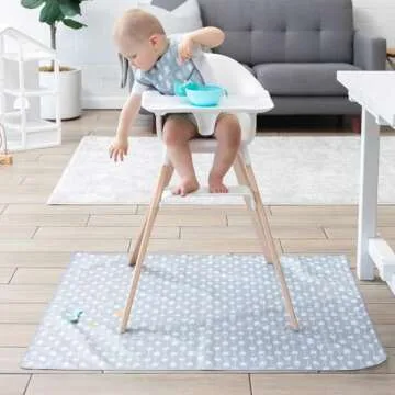 Bumkins Baby Splat Mat for Under High Chair, Babies Toddlers Eating Mess Mat, Waterproof Reusable Cloth for Arts and Crafts, Playtime Mat for Kids, Floors or Tables, Fabric 42inx42in, Gray Arrows