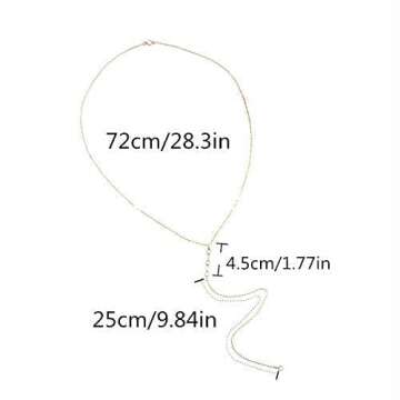 Artmiss Wedding Backdorp Necklace Crystal Gold Y Necklace Long Chain for Women and Brides