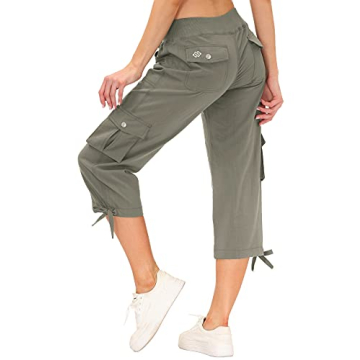 MoFiz Women's Cargo Hiking Pants Lightweight Quick Dry Capri Athletic Casual Pants