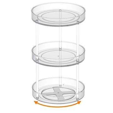 VAEHOLD 3 Tier Lazy Susan Turntable Spice Rack Organizer for Kitchen Cabinet, Farmhouse Decorative Tiered Tray for Fruit, Snacks, Salad - Organizer for Cupboard, Pantry, Bathroom, Table, Cosmetic