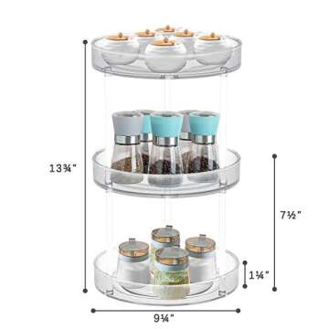 VAEHOLD 3 Tier Lazy Susan Turntable Spice Rack Organizer for Kitchen Cabinet, Farmhouse Decorative Tiered Tray for Fruit, Snacks, Salad - Organizer for Cupboard, Pantry, Bathroom, Table, Cosmetic
