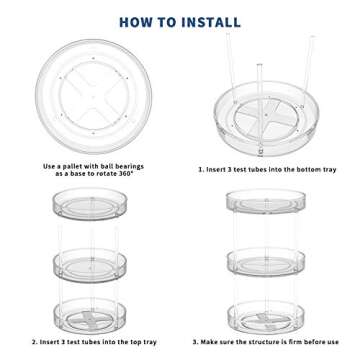 VAEHOLD 3 Tier Lazy Susan Turntable Spice Rack Organizer for Kitchen Cabinet, Farmhouse Decorative Tiered Tray for Fruit, Snacks, Salad - Organizer for Cupboard, Pantry, Bathroom, Table, Cosmetic