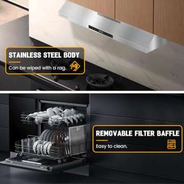 VENFAN 30 Inch 600 CFM Under Cabinet Range Hood