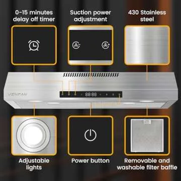 VENFAN 30 Inch 600 CFM Under Cabinet Range Hood