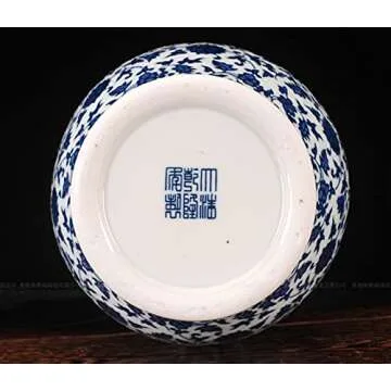 Chinese Decorative Ceramic Ginger Jar Traditional Blue and White Porcelain Temple Jar for Home Decoration,H12.20inch,1 jar/Box