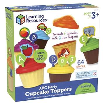Learning Resources ABC Cupcake Party Toppers, Develops Language Skills, Early Alphabet Learning, Pre...