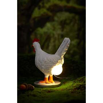 3D Chicken Egg Lamp,Lifelike Resin Chicken Egg Night Light,Easter Eggs Lamp,Egg Laying Chicken LED T...