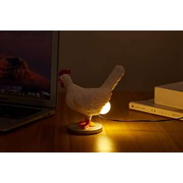3D Chicken Egg Lamp,Lifelike Resin Chicken Egg Night Light,Easter Eggs Lamp,Egg Laying Chicken LED Table Lamps with USB,Warm Light Bedside Lamp,The Hen Lays A Glowing Egg,Novelty Gift for Friends