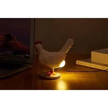 3D Chicken Egg Lamp,Lifelike Resin Chicken Egg Night Light,Easter Eggs Lamp,Egg Laying Chicken LED Table Lamps with USB,Warm Light Bedside Lamp,The Hen Lays A Glowing Egg,Novelty Gift for Friends