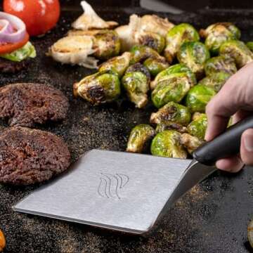 Blackstone Hamburger Spatula Heavy Duty Plastic Handle Large Stainless Steel Food Grade Flat Top Griddle Accessories-Hamburger Pancake Flipper– Grill Scraper Utensil for Home Kitchen Restaurants