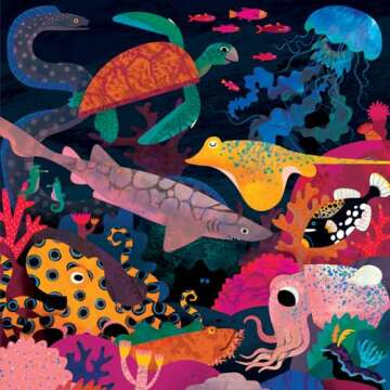 Mudpuppy Ocean Illuminated 500 Piece Glow in the Dark Jigsaw Puzzle for Kids and Families, Family Pu...
