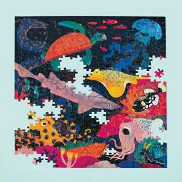 Mudpuppy Ocean Illuminated 500 Piece Glow in the Dark Jigsaw Puzzle for Kids and Families, Family Puzzle with Glow in the Dark Ocean Theme