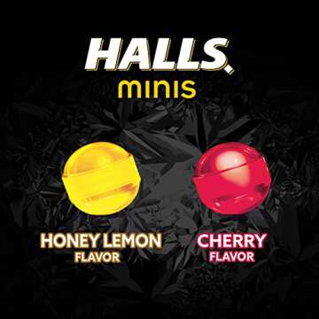HALLS Minis Cherry & Honey Lemon Sugar Free Cough Drops Variety Pack, 4 - 24 Packs (96 Total Drops)
