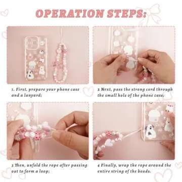 2 Pcs Beaded Phone Wrist Straps, Camera Charm Strap Y2K Phone Charms for Phone Case, Strawberry Lanyard Keychain Charm Wristlet for Phone Aesthetic Phone Charm Pink, Cute Bow Phone Keychain Charm