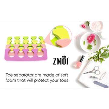 Toe Separators Set - 24 Pieces Premium Pedicure Tool Kit Super Soft & Durable Two Tone ZMOI