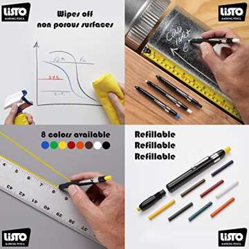 Listo 1620 Assorted Colors Marking Pencils for All Surfaces