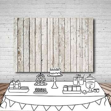LYWYGG 6x4ft White Wood Backdrop for Photography