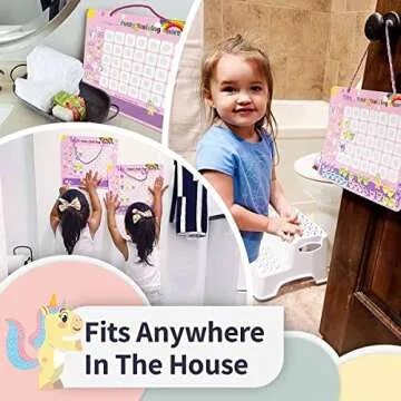 Unicorn Potty Training Chart & 35 Reusable Stickers - Potty Chart, Potty Training Sticker Chart, Potty Training Chart for Toddlers Girls, Potty Training Stickers, Potty Chart for Girls with Stickers