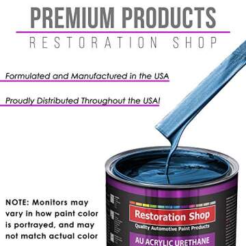 Restoration Shop - Cruise Night Blue Metallic Acrylic Urethane Auto Paint - Complete Gallon Paint Kit - Professional Single Stage High Gloss Automotive, Car, Truck Coating, 4:1 Mix Ratio, 2.8 VOC