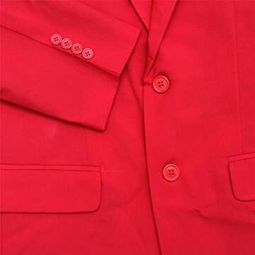 Men's Party Suit Solid Color Prom Suit for Themed Party Events Clubbing Jacket with Tie Pants Red-Large