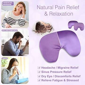 Atsuwell Microwave Heating Pad for Moist Heat Eye Compress, Warm and Cold Sinus Mask Eye Mask for Migraines, Headache, Stress, Sinus Pressure Relief and Relaxation, Purple