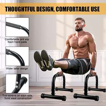 AmazeFan Parallettes Bars, Push Up Bars Strength Training for Handstands, Full Planche & Dips, Calisthenic, Gymnastic, [16.6x10x10in] Push Up Stands Handle for Floor Workouts Calisthenics Equipment