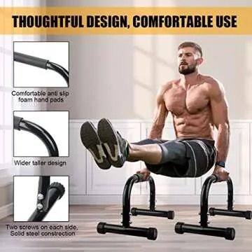 AmazeFan Parallettes Bars, Push Up Bars Strength Training for Handstands, Full Planche & Dips, Calisthenic, Gymnastic, [16.6x10x10in] Push Up Stands Handle for Floor Workouts Calisthenics Equipment