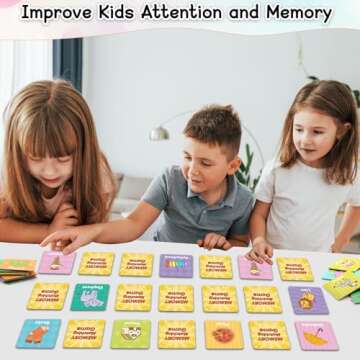 First Words Memory Game, Memory Games for Kids Ages 4-8, Matching Games for Toddlers 3-5, 60 Flash Cards Phonics Games, Memory Card Game 2-4 Years, Educational Toys Speech Therapy Materials Homeschool