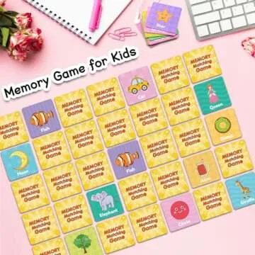 First Words Memory Game, Memory Games for Kids Ages 4-8, Matching Games for Toddlers 3-5, 60 Flash Cards Phonics Games, Memory Card Game 2-4 Years, Educational Toys Speech Therapy Materials Homeschool
