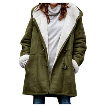 Senyentie Women's 2024 Plus Size Winter Coats - Warm Fleece Lined Hooded Peacoat