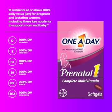 ONE A DAY Women's Prenatal 1 Multivitamin including Vitamin A, Vitamin C, Vitamin D, B6, B12, Iron, Omega-3 DHA & more - Supplement for Before, During, & Post Pregnancy, Red, 30 Count (Pack of 1) (Packaging May Vary)
